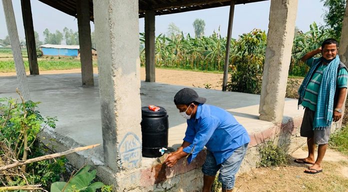 मोतिपुरमा कोरोनो सम्बन्धी चेतना र हात धुने ब्यवस्था