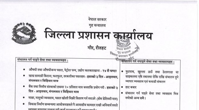 रौतहटमा निशेधाज्ञा थप