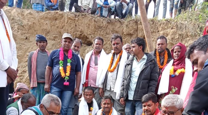 गुजरामा झोलुङ्गे पुल बन्दै,मेयर चौधरीद्वारा शिलान्यास